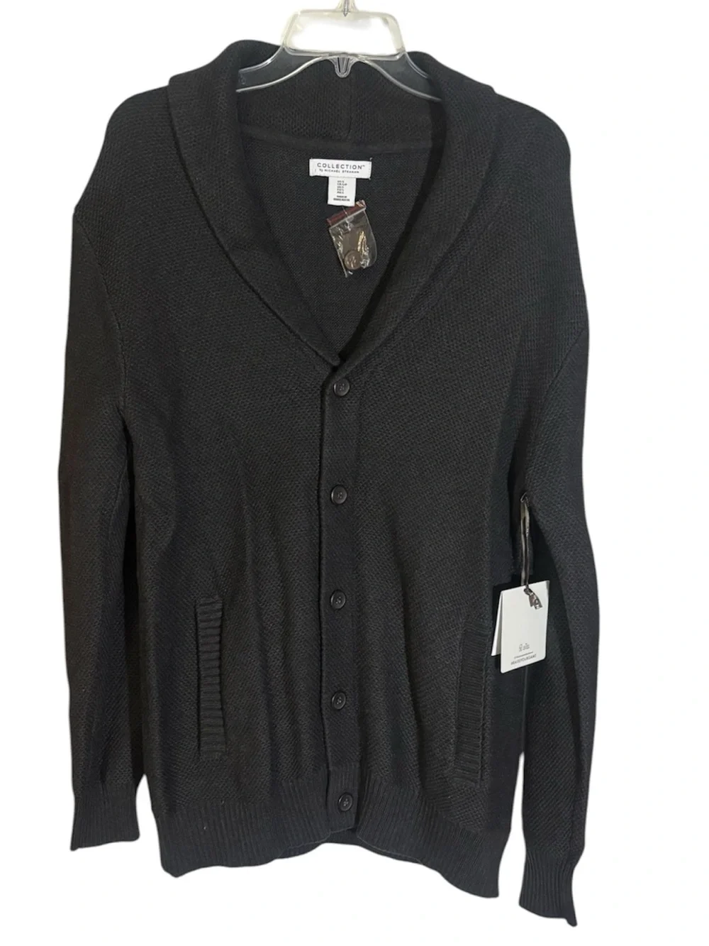 Michael Strahan Collection Men’s Cardigan Sweater Shawl Collar Gray Size Small